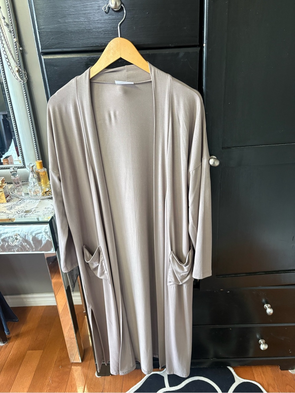 Lost in Layers Bamboo Long Duster Cardigan Taupe S/M Made in Canada